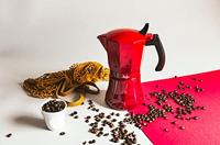 Italiaanse Koffiepot JATA Cafetera de inducción roja vulcano Rood Aluminium 6 Kopjes (1 Stuks) - thumbnail