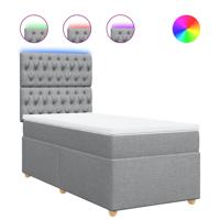 Boxspring met matras stof lichtgrijs 90x190 cm - thumbnail