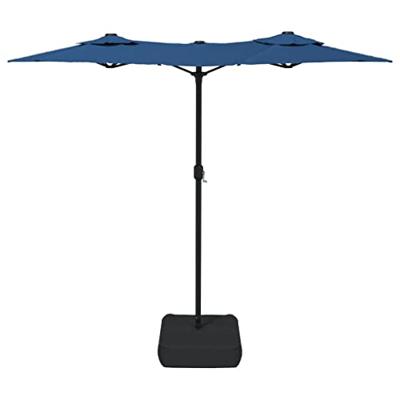 Parasol dubbel met LED's 316x240 cm azuurblauw Parasol dubbel met LED's 316x240 cm azuurblauw