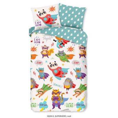 Good Morning Kinderdekbedovertrek "superheld dieren" - Multi - (140x200/220 cm) - Katoen