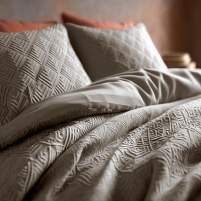 RoyalTextile - Milano 3D Dekbedovertrek - Taupe/Grijs - 140 x 220