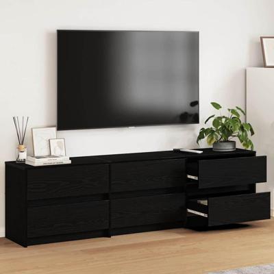 TV-kast met lade Zwart 182 x 34 x 50 cm Bewerkt hout