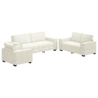 3-delige Loungeset met kussens fluweel crèmekleurig - thumbnail