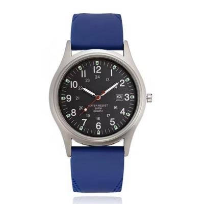 Zwart herenhorloge met blauwe band - Waterdicht quartz design met datum Zwart herenhorloge met blauwe band - Waterdicht quartz design met datum
