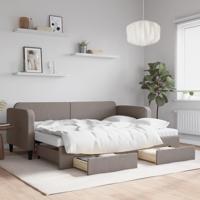 Slaapbank met onderschuifbed en lades 80x200 cm stof taupe - thumbnail
