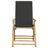 Tuinstoelen 6 st inklapbaar met kussens bamboe donkergrijs - thumbnail