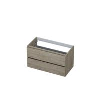 INK - Onderkast 2 Laden Greeploos met Houten Keerlijst - 900x450x520 Mm - Greige Eiken - thumbnail