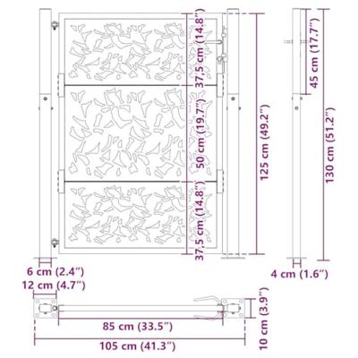 Poort met bladontwerp 105x130 cm weervast staal Poort met bladontwerp 105x130 cm weervast staal