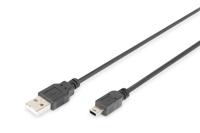 Digitus DB-300130-010-S USB-kabel USB 2.0 USB-A stekker, USB-mini-B stekker 1.00 m Zwart Rond, Afgeschermd (dubbel) - thumbnail