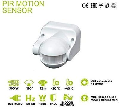 Thorgeon Bewegingsmelder opbouw wand 180 graden IP44 kantelbaar wit - 3900500 Thorgeon Bewegingsmelder opbouw wand 180 graden IP44 kantelbaar wit - 3900500