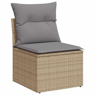 5-delige Loungeset met kussens poly rattan gemengd beige - thumbnail