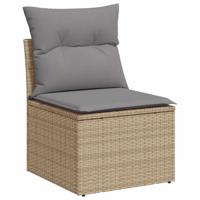 7-delige Loungeset met kussens poly rattan beige - thumbnail