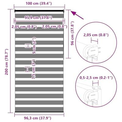 VidaXL Zebra rolgordijn 100x200 cm stofbreedte 95,9 cm polyester bruin