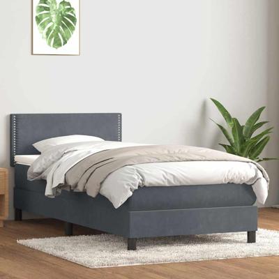 Boxspring met matras fluweel donkergrijs 90x210 cm