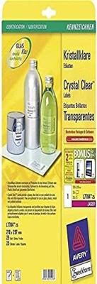 Etiket avery l7784-25 210x297mm transparant 25st