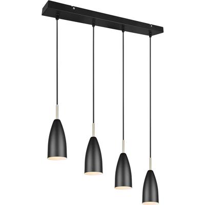 Stijlvolle LED Hanglamp 4-lichts Rond Mat Zwart Aluminium E14 Fitting