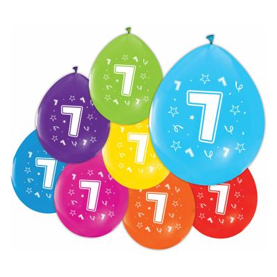 Globos Ballonnen 2-zijdig geprint cijfer 7, 8st.