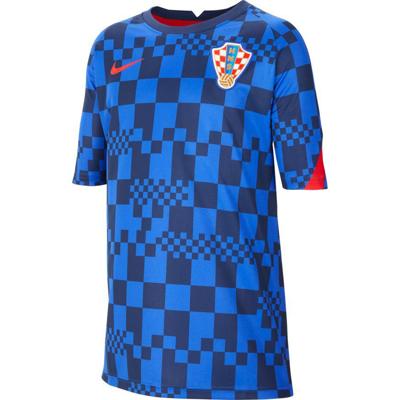 Kroatië Pre-Match Top Junior 2020-2021 - Maat 140 - Kleur: Blauw | Soccerfanshop