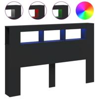 Hoofdeinde met LED 160x18,5x103,5 cm bewerkt hout zwart - thumbnail