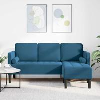 Bankstel met kussen Blauw Polyester - thumbnail