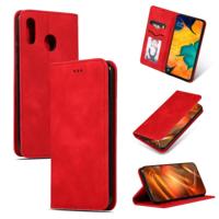 Retro huid voelen Business magnetische horizontale Flip lederen case voor Samsung Galaxy A20 & A30 (rood) - thumbnail