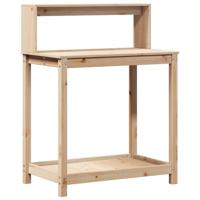 Oppottafel met schappen 82,5x50x109,5 cm massief grenenhout - thumbnail