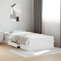 Bedframe met lades bewerkt hout wit 75x190 cm - thumbnail