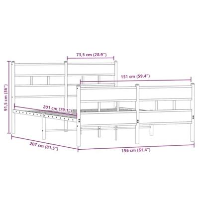 Bedframe zonder matras metaal sonoma eikenkleurig 150x200 cm