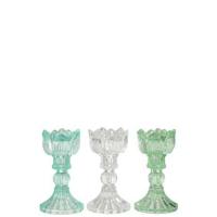 J-Line Kandelaar Roos Koud Glas Mix Assortiment Van Drie - thumbnail
