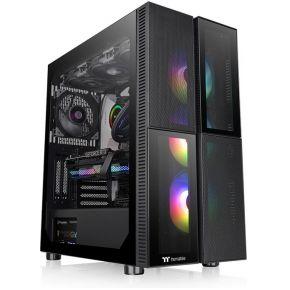 Thermaltake CA-1W1-00M1WN-01 Midi-tower PC-behuizing Zwart 3 voorgeïnstalleerde LED-ventilators, LCS-compatibel, Zijvenster, Geschikt voor DIY-waterkoeling,