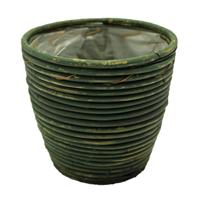 Van der Leeden rotan pot streep 20 cm olijf - thumbnail