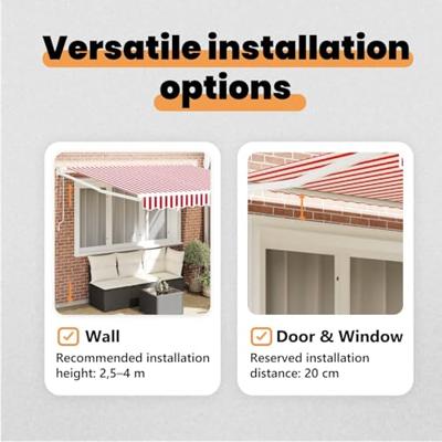 VidaXL Inklapbaar zonnescherm rood en wit 350 x 250 cm