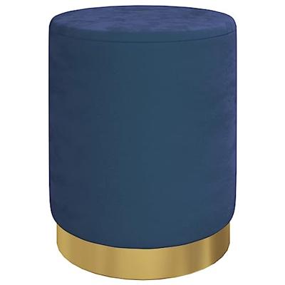 Hocker met opbergruimte rond fluweel blauw Hocker met opbergruimte rond fluweel blauw