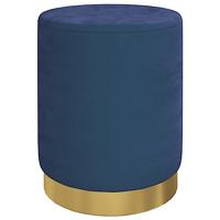 Hocker met opbergruimte rond fluweel blauw - thumbnail