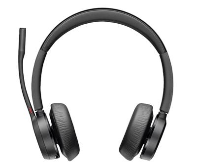 HP Poly Voyager 4320 UC Stereo On Ear headset Bluetooth Stereo Zwart Noise Cancelling Volumeregeling, Incl. oplaad- en dockingstation Computer