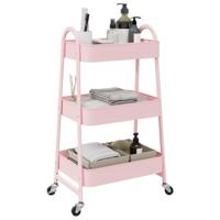 VidaXL Opbergtrolley 3-laags roze 42x41,5x77 cm staal - thumbnail