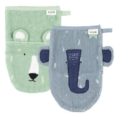 Trixie washandjes mr. bear en mrs. elephant, 2st.