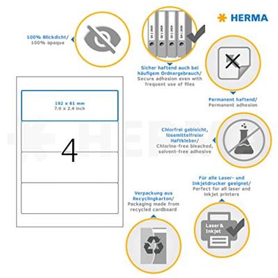 Herma Ordneretiketten 5095 61 x 192 mm Papier Wit Permanent hechtend 100 stuk(s) Herma Ordneretiketten 5095 61 x 192 mm Papier Wit Permanent hechtend 100 stuk(s)
