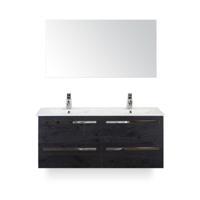 Seville Badmeubelset 120 cm - 4 laden Black Oak - Keramische Wastafel Wit Enjoy - met Spiegel - thumbnail