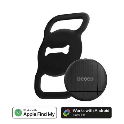 Beeep OneTag Apple Find My & Android Tracker - Dog Collar Tag - Black