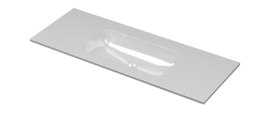 INK Aspekt Wastafel Porselein Midden Zonder Kraangat - 1200x450x15 mm - Glans Wit