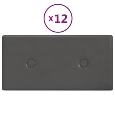 VidaXL Wandpanelen 12 st 0,54 m² 30x15 cm kunstleer grijs