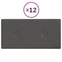 VidaXL Wandpanelen 12 st 0,54 m² 30x15 cm kunstleer grijs - thumbnail
