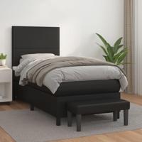 Boxspring met matras kunstleer zwart 100x200 cm - thumbnail