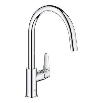 Grohe QuickFix Start Curve keukenmengkraan met uittrekbare handdouche rond chroom Grohe QuickFix Start Curve keukenmengkraan met uittrekbare handdouche rond chroom