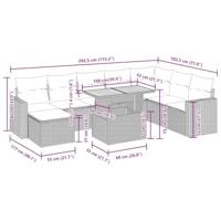 9-delige Loungeset met kussens poly rattan grijs - thumbnail