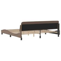 Bedframe met hoofdbord kunstleer cappuccinokleurig 200x200 cm - thumbnail