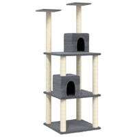 Kattenmeubel met sisal krabpalen 141 cm donkergrijs - thumbnail