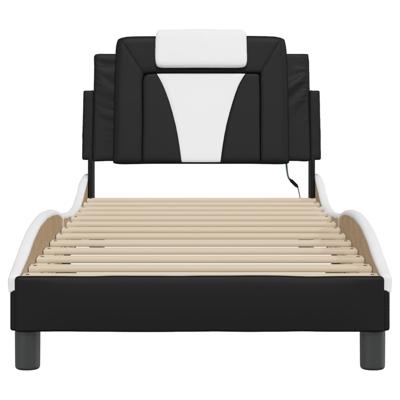 Bedframe met LED-verlichting kunstleer zwart en wit 180x200 cm - thumbnail