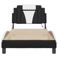Bedframe "Viana" met LED zonder matras kunstleer zwart en wit 90x190 cm - thumbnail